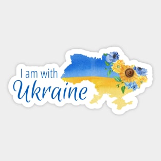 I am with Ukraine, design with map of Ukraine and flowers Sticker
